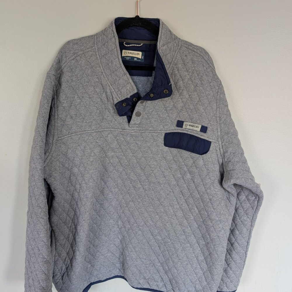 Magellan Outdoors Classic Fit Quilted Quarter Zip Heathered Grey 3XL